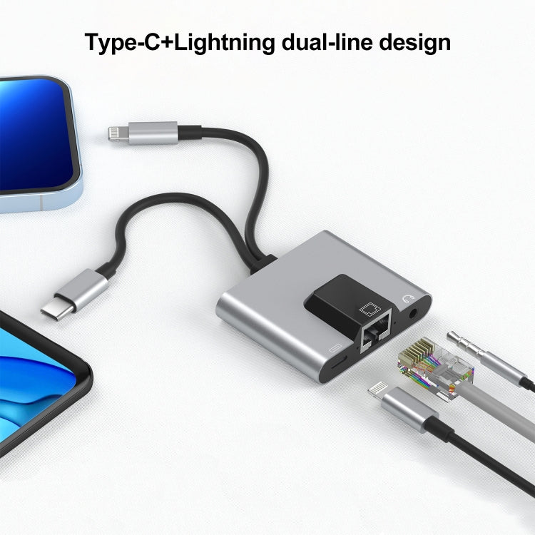 USB Type-C and Lightning to Ethernet Adapter Hub