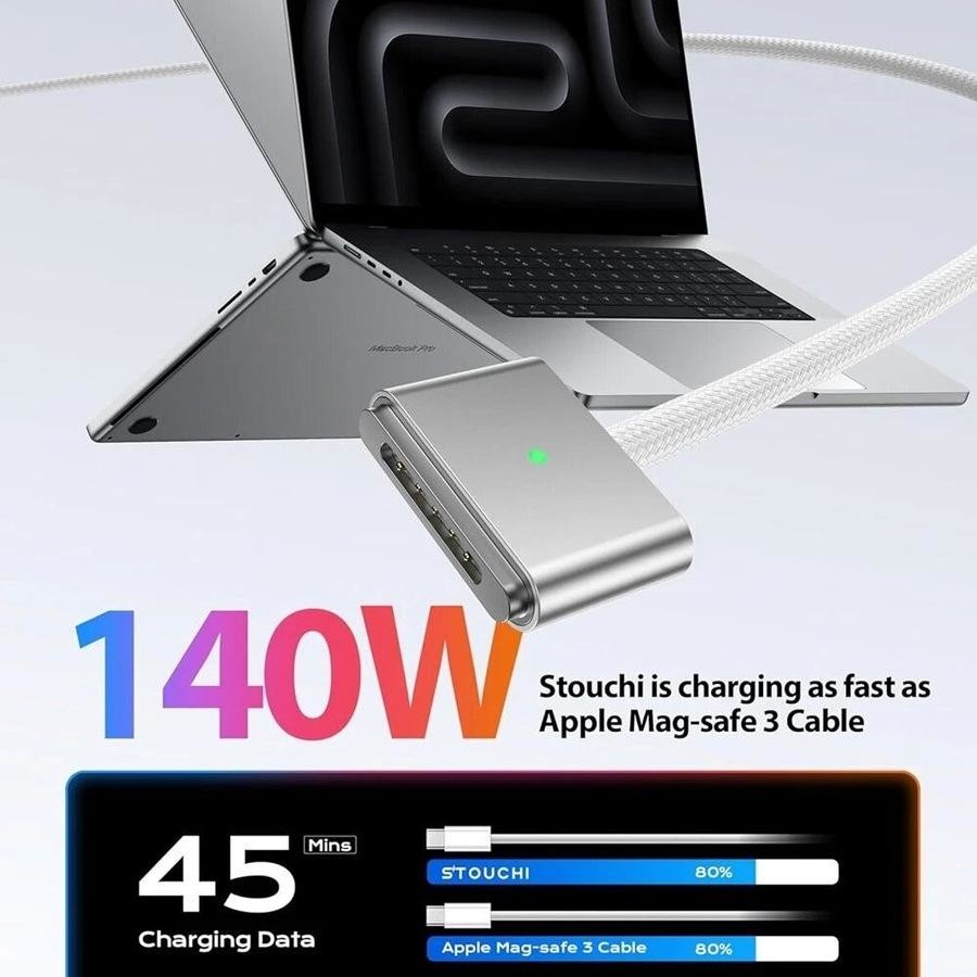 USB C to MagSafe 3 Nylon Charging Cable For MacBook Air / MacBook Pro Replacement