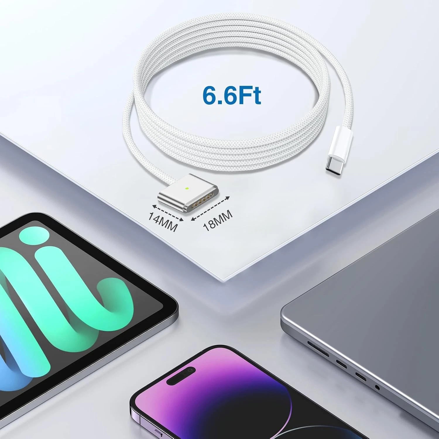 USB C to MagSafe 3 Nylon Charging Cable For MacBook Air / MacBook Pro Replacement