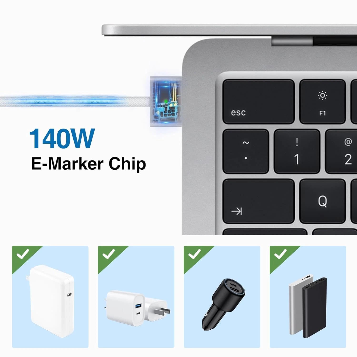 USB C to MagSafe 3 Nylon Charging Cable For MacBook Air / MacBook Pro Replacement