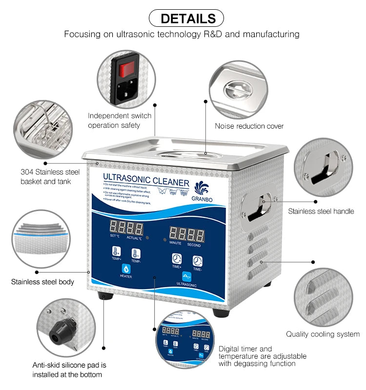 Ultrasonic Cleaner 1.3L Jewellery Cleaner