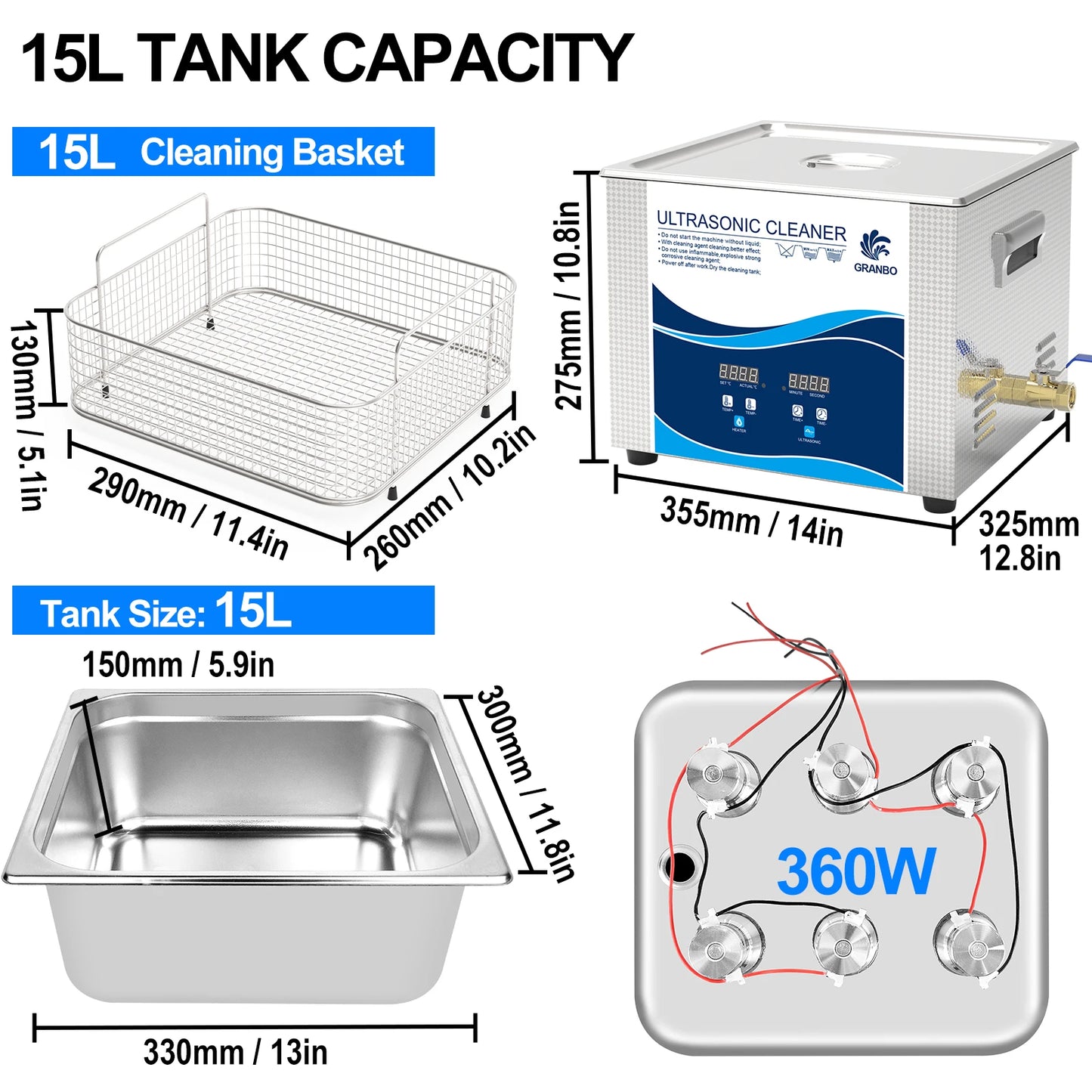 Ultrasonic Cleaner 15L