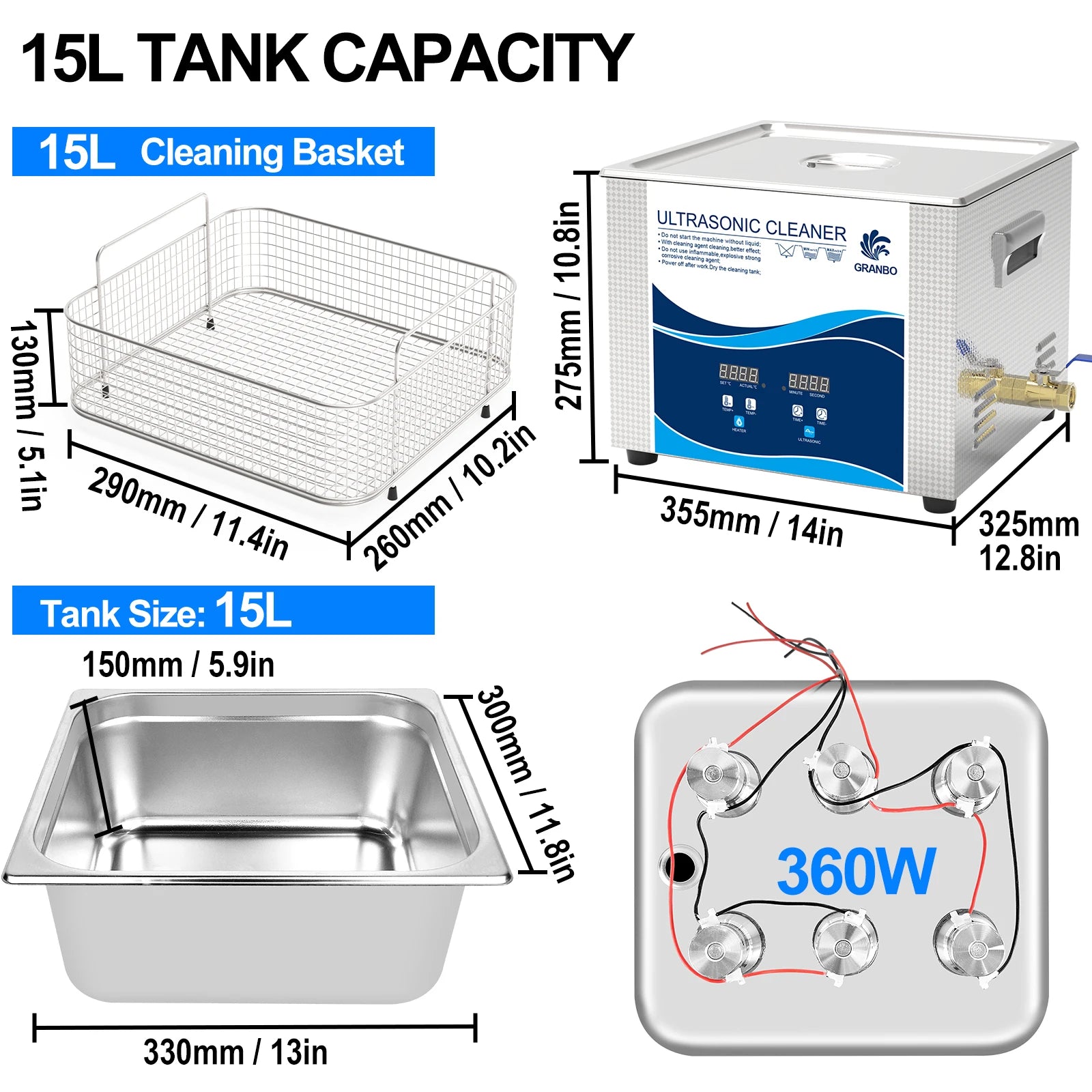 Ultrasonic Cleaner 15L