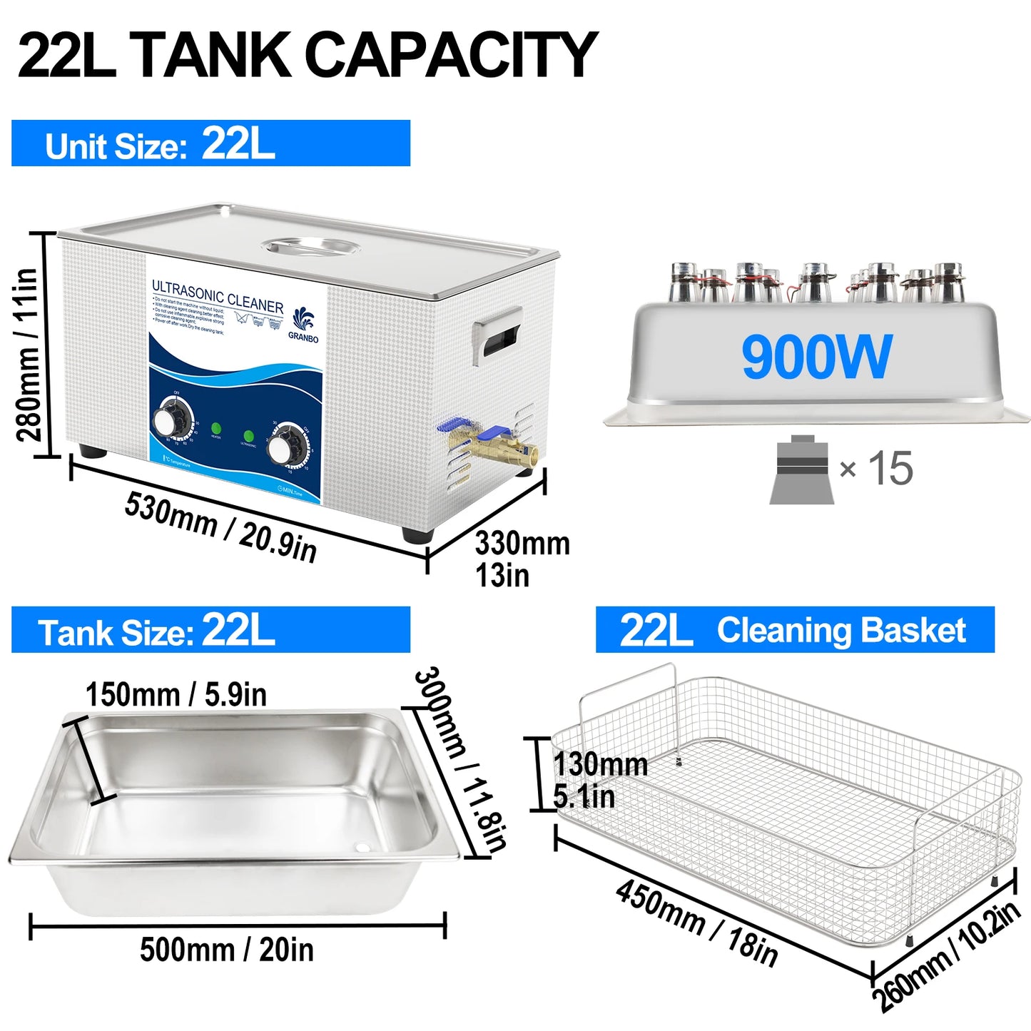 Ultrasonic Cleaner 22L