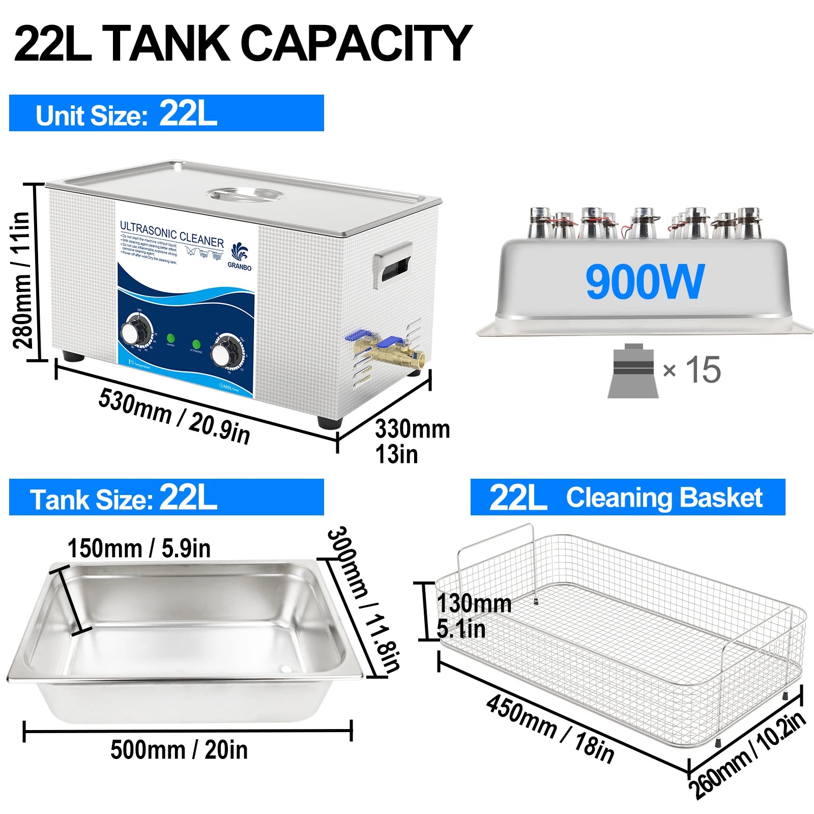Ultrasonic Cleaner 22L