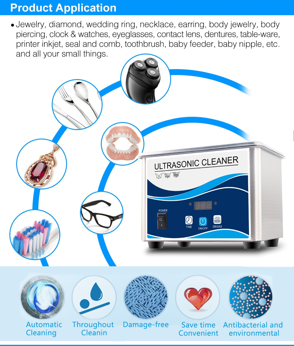 Ultrasonic Cleaner 2L Jewellery Cleaner