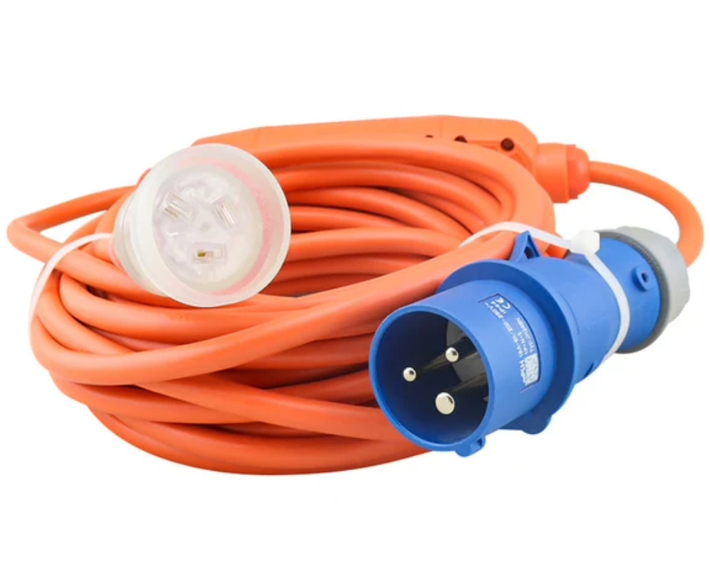 Caravan Camping Extension Lead 10m 16A to 10A with RCD