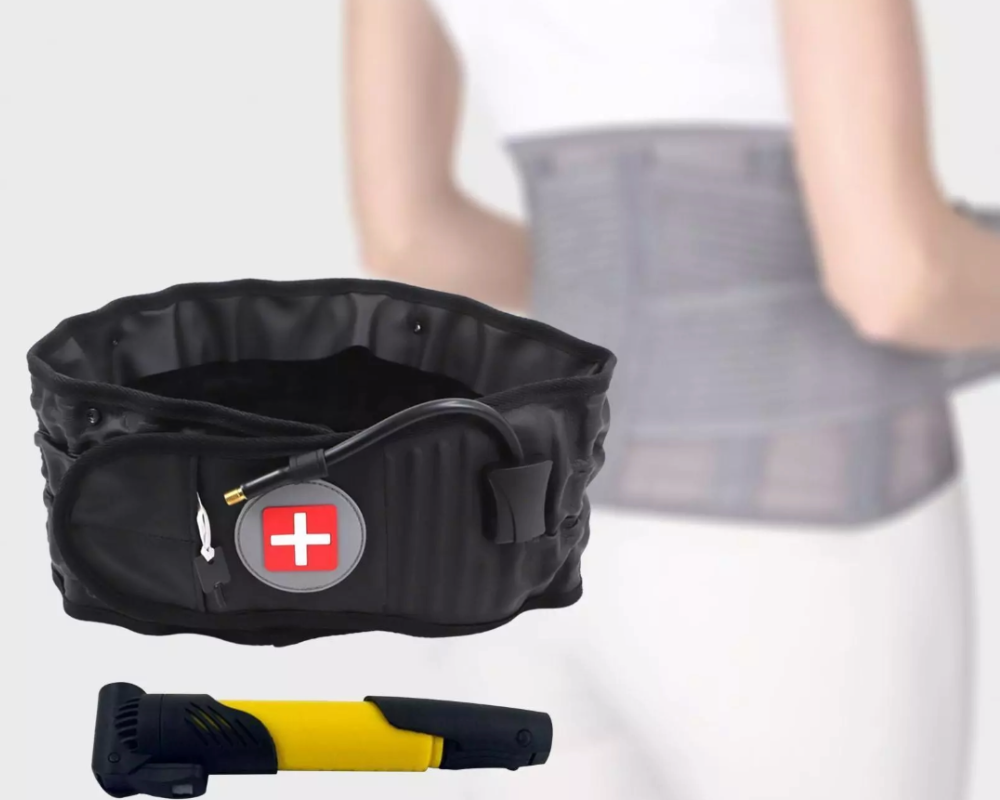 Lumbar Inflatable Traction Belt for Lumbar Muscle Strain, Lumbar Disc Herniation (Black)