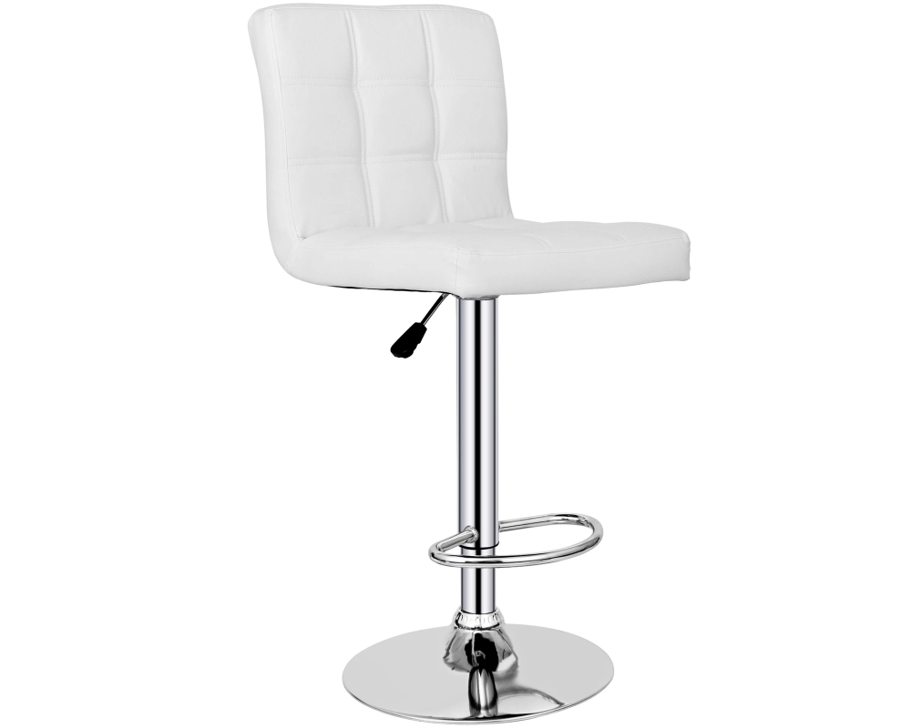 Adjustable Bar Stools With Pu Leather (White)
