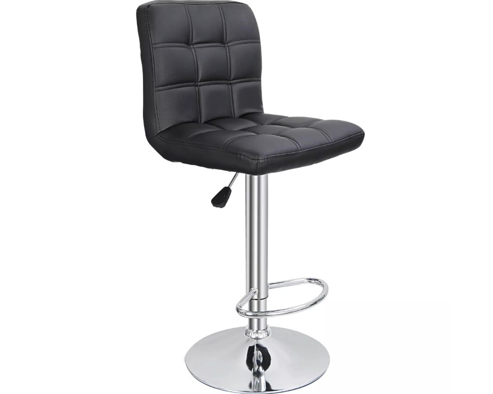 Adjustable Bar Stools With Pu Leather (Black)