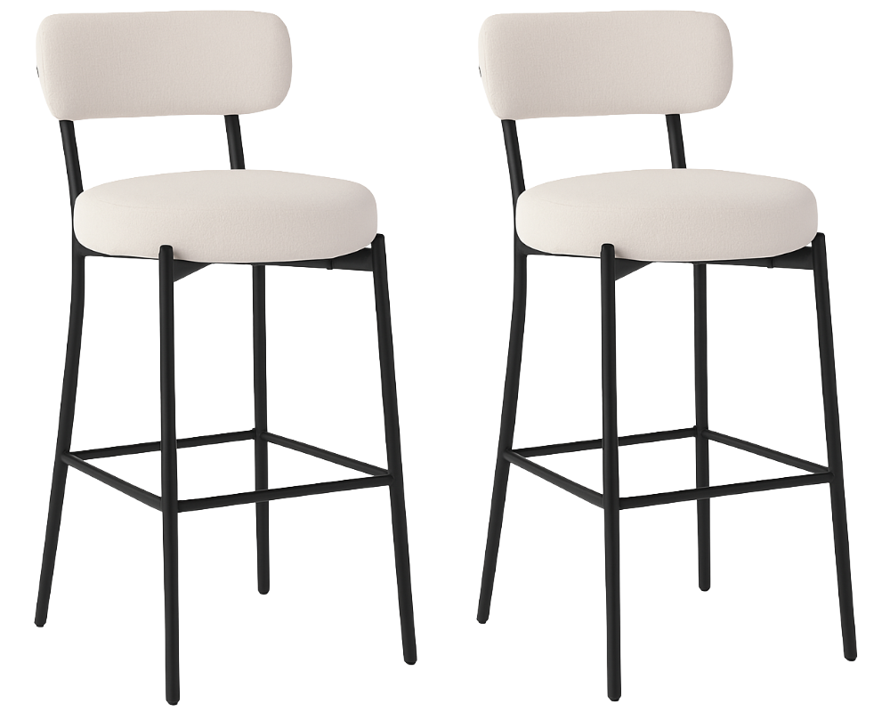 Set of 2 Boucle Bar Stools Counter Bar Stool