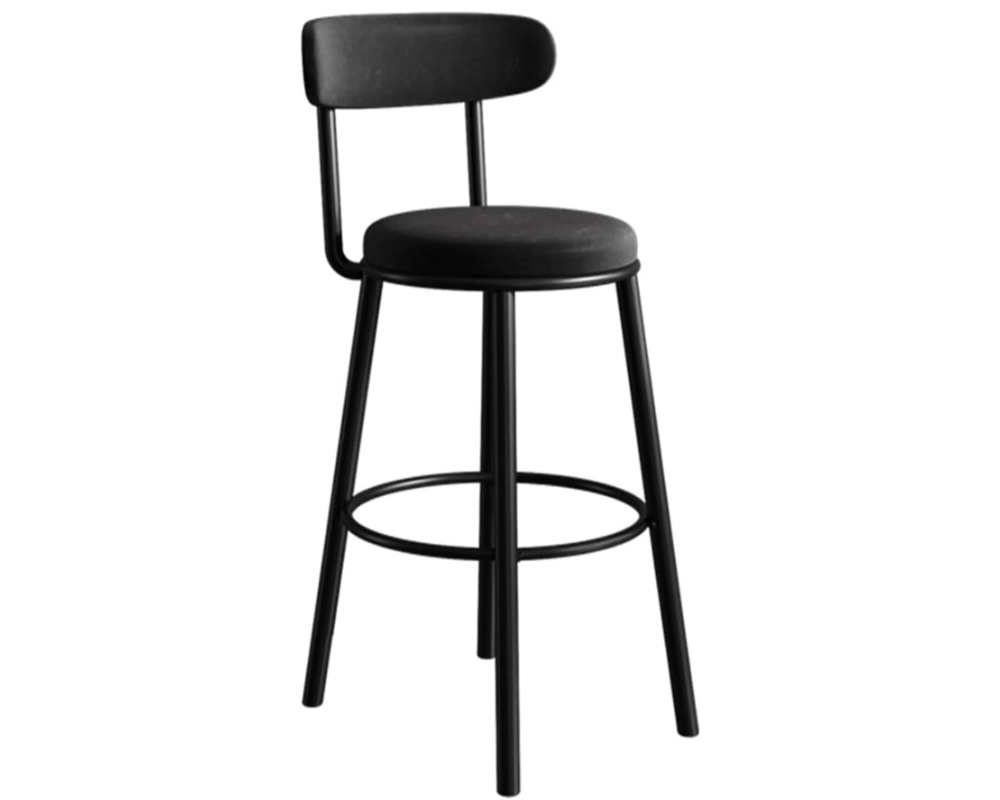 Bar Stools, Velvet Upholstered Kitchen Island Stool (Black)