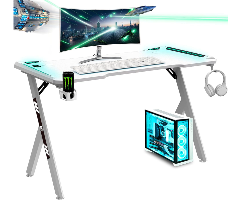 Gaming Desk Table 140CM Computer Tables Wireless Charger