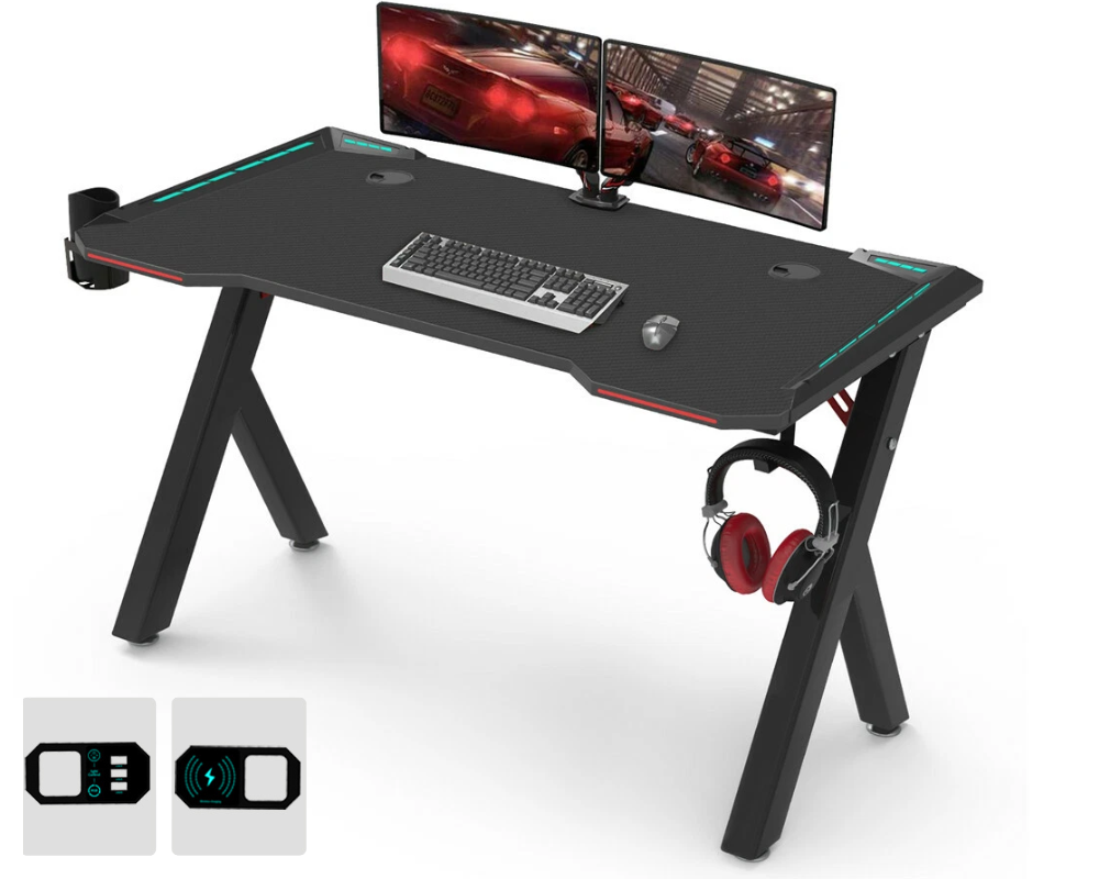 Gaming Desk Table 120CM Computer Tables Wireless Charger
