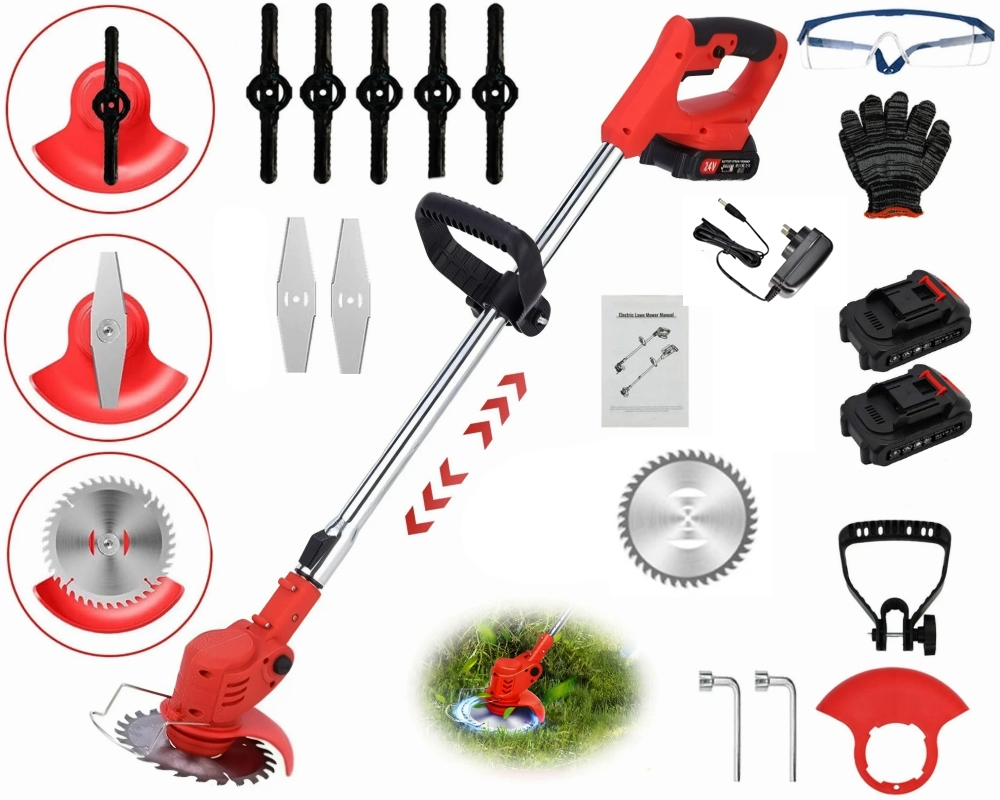 Electric Cordless Lawnmower Electric Rotary Lawn Mower, Close Edge Cutting, Rear Roller, Manual Height Adjust