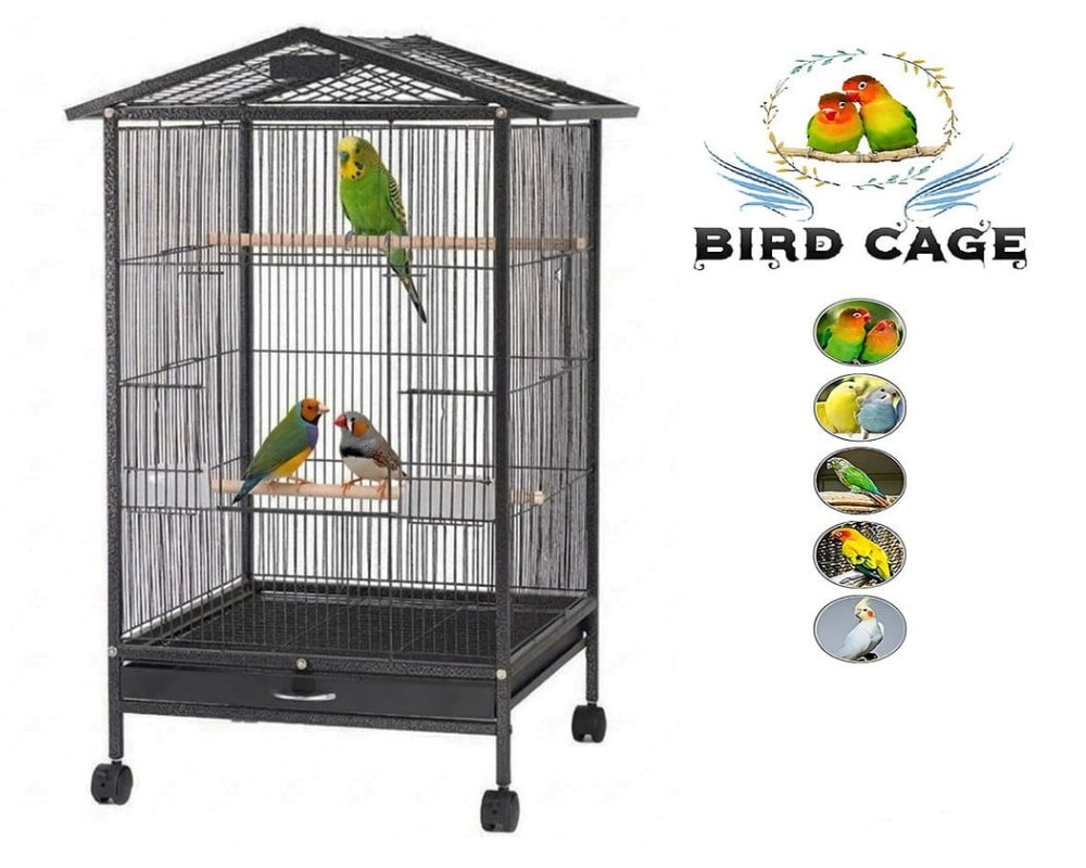 Large Bird Cage Parrot Cage with Stand Carrier