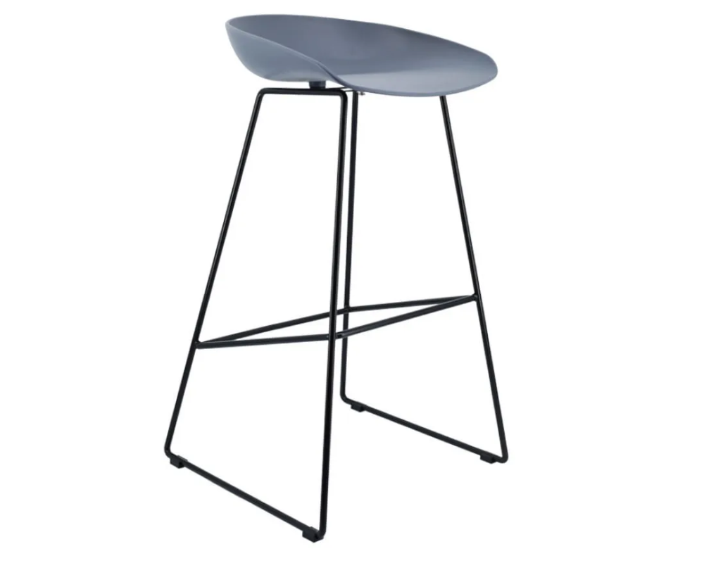 Modern Scandinavian Bar Stool Metal Leg BarStool (Grey)