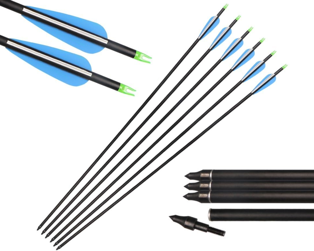 Fiberglass Hunting & Target Archery Arrows (6 Arrows)