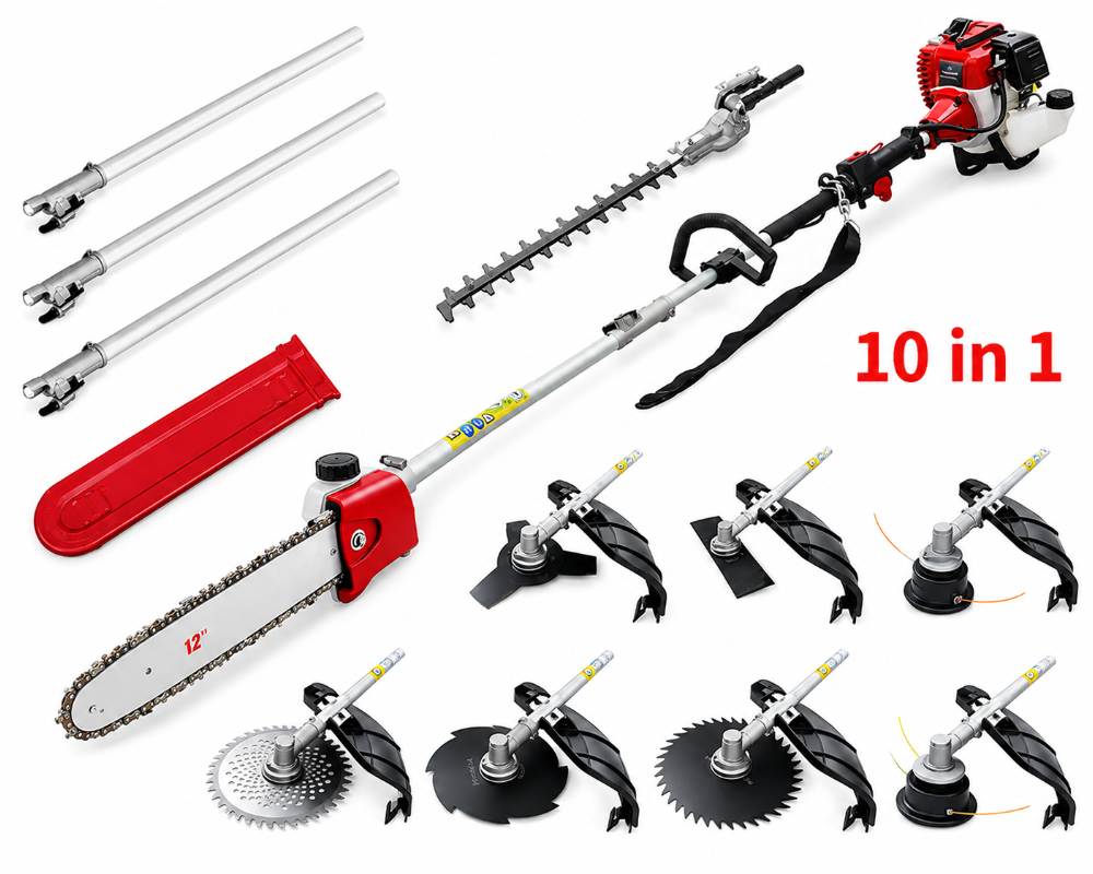 High-Powered Brush Weed Cutter Saw Hedge Trimmer 10 in 1