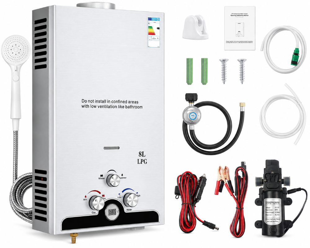 Gas Water Heating 8L + 12V Pump