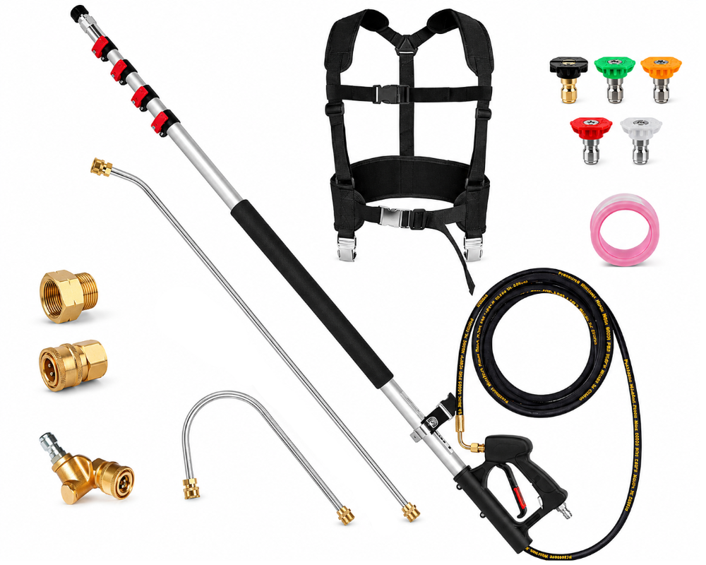 Telescoping Pressure Washer 7.3m Pole with Harness
