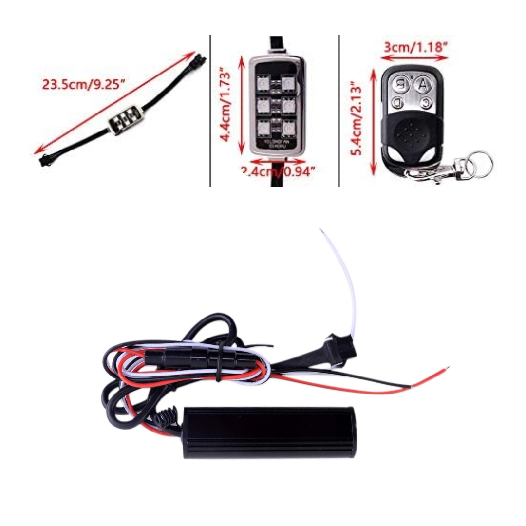 6Pcs Car Motorcycle RGB LED Neon Under Glow Light Strip Wireless Kit Remote