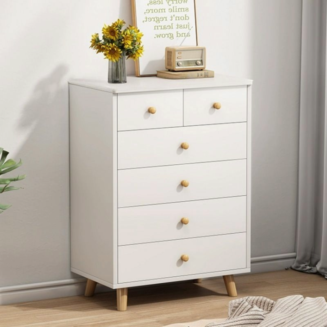 Tallboy Drawers , 6 Drawers Chest Dresser - White