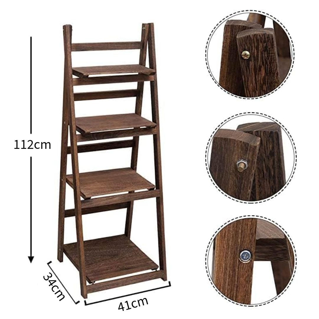 4-Step Foldable Wooden Plant stand Display Shelf (Brown)