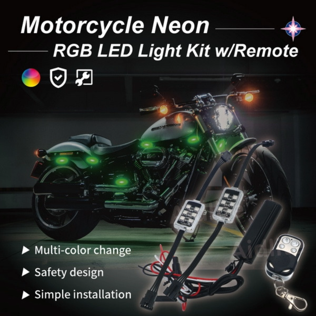 6Pcs Car Motorcycle RGB LED Neon Under Glow Light Strip Wireless Kit Remote