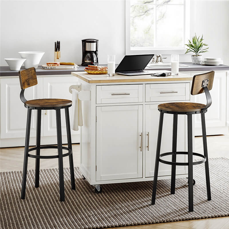 Vasagle Bar Stools Chairs Set of 2 - Rustic Brown