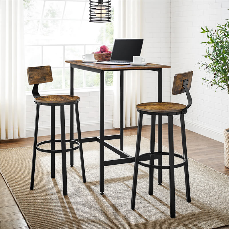 Vasagle Bar Stools Chairs Set of 2 - Rustic Brown