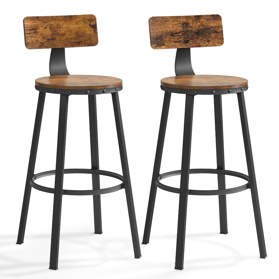 Vasagle Bar Stools Chairs Set of 2 - Rustic Brown