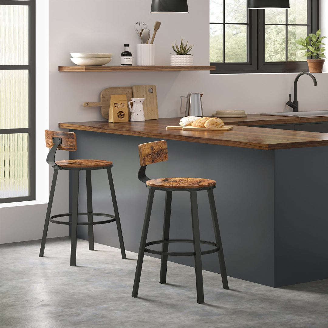 Vasagle Bar Stools Chairs Set of 2 - Rustic Brown