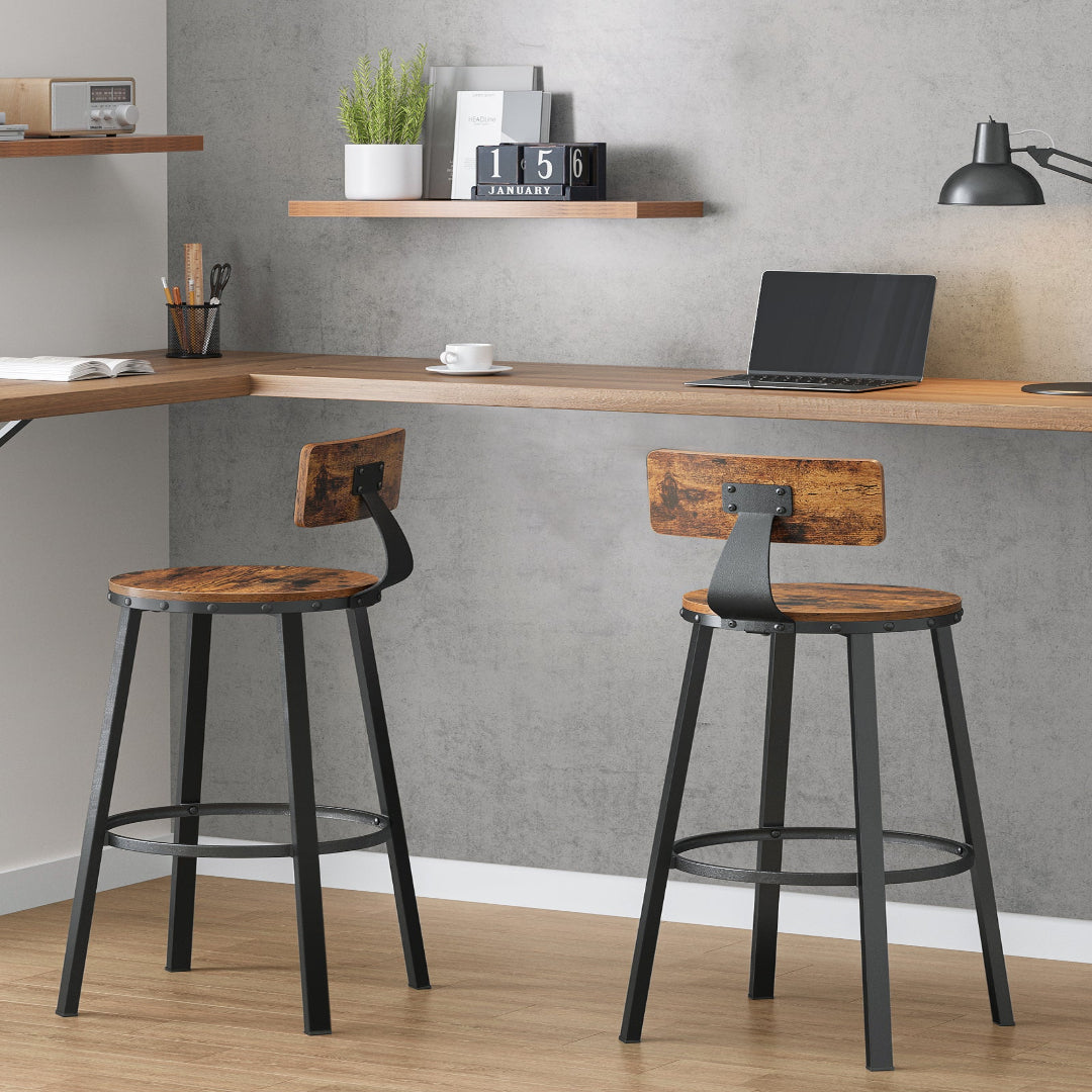 Vasagle Bar Stools Chairs Set of 2 - Rustic Brown