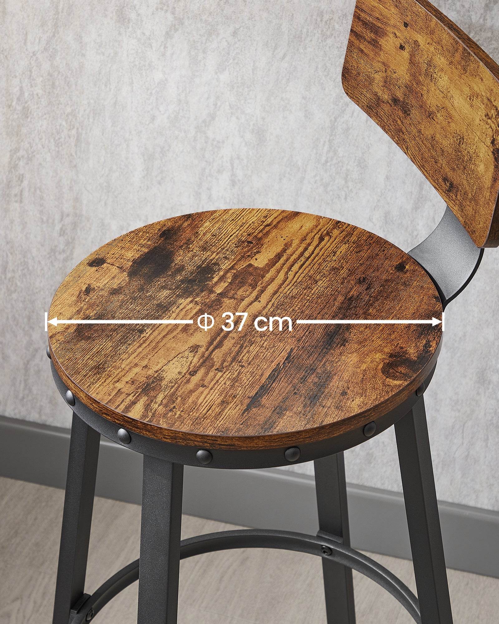 Vasagle Bar Stools Chairs Set of 2 - Rustic Brown