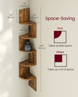 Vasagle 5-tier Floating Wall Bookshelf - Rustic Brown