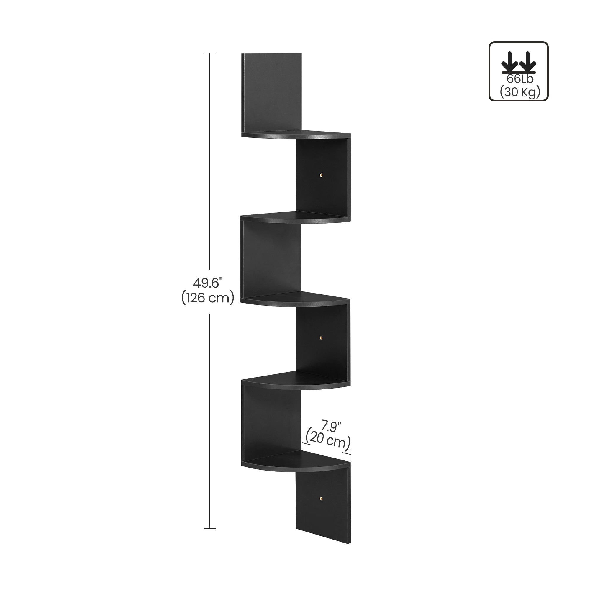 VASAGLE Corner Bookshelf 5-Tier - Black
