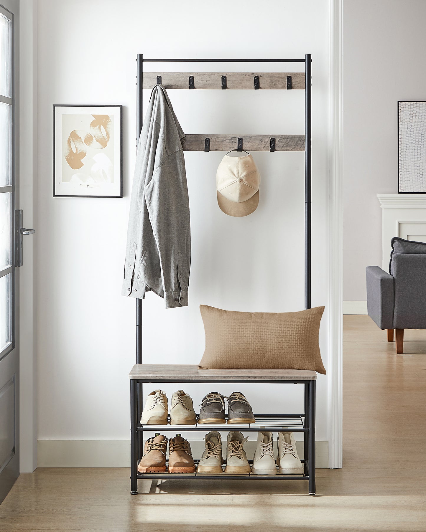 VASAGLE Coat Rack Stand Shoe Rack