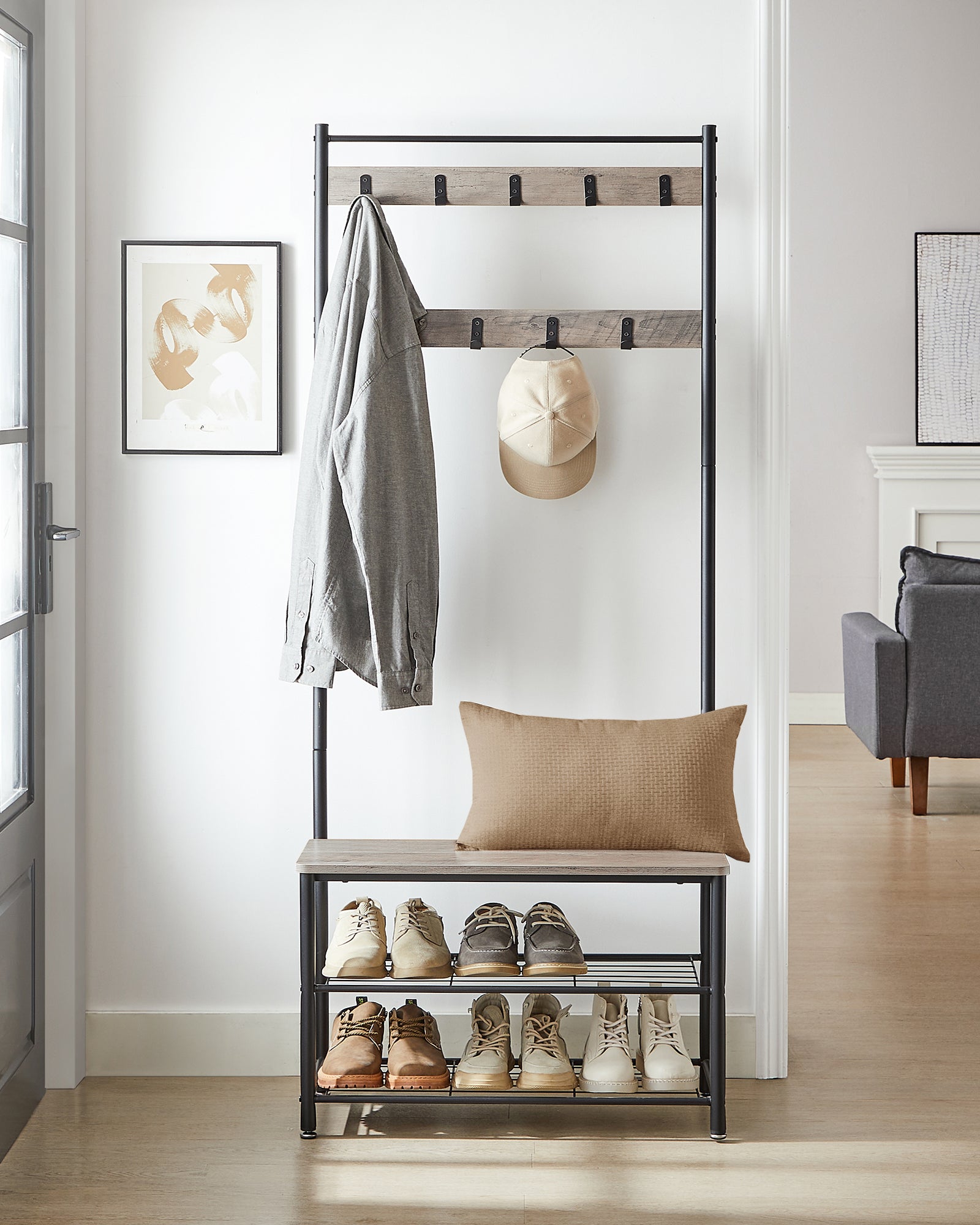 VASAGLE Coat Rack Stand Shoe Rack