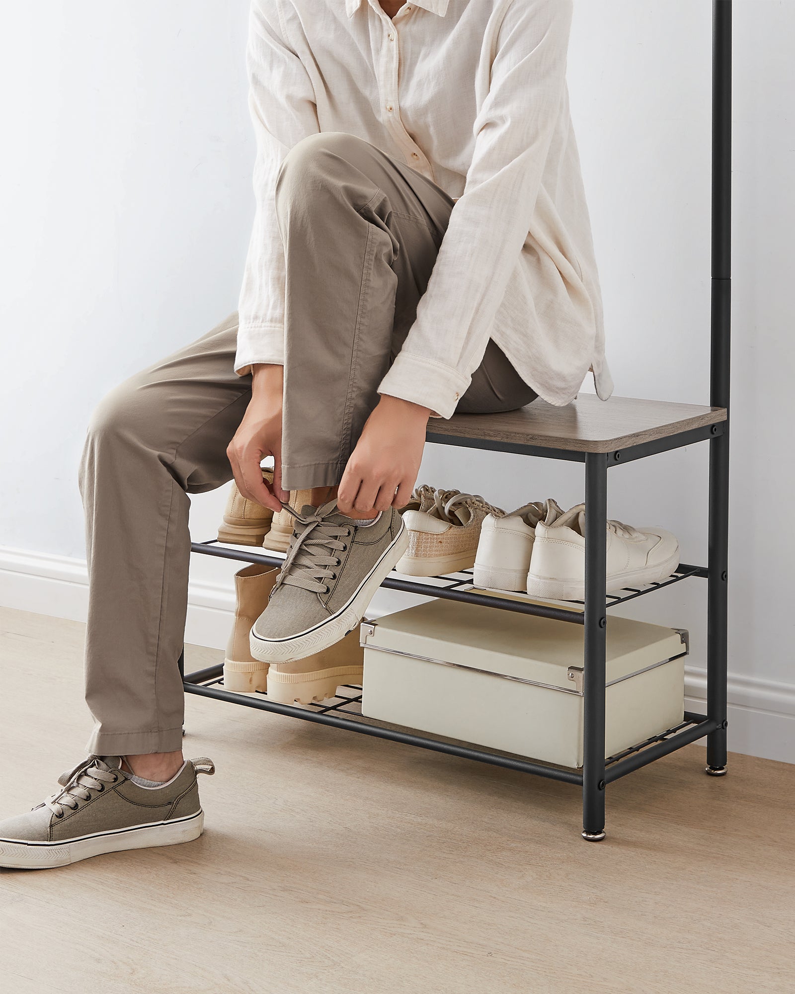 VASAGLE Coat Rack Stand Shoe Rack