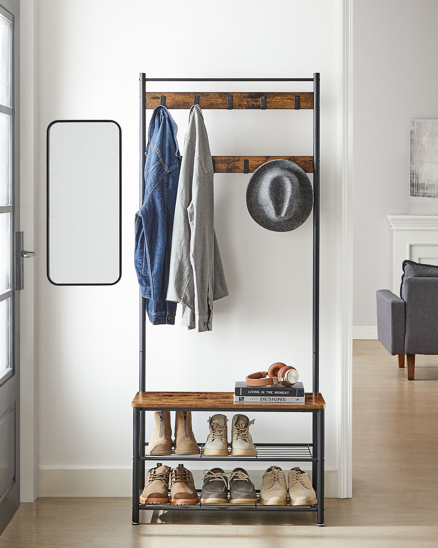 VASAGLE Coat Rack Stand Shoe Rack