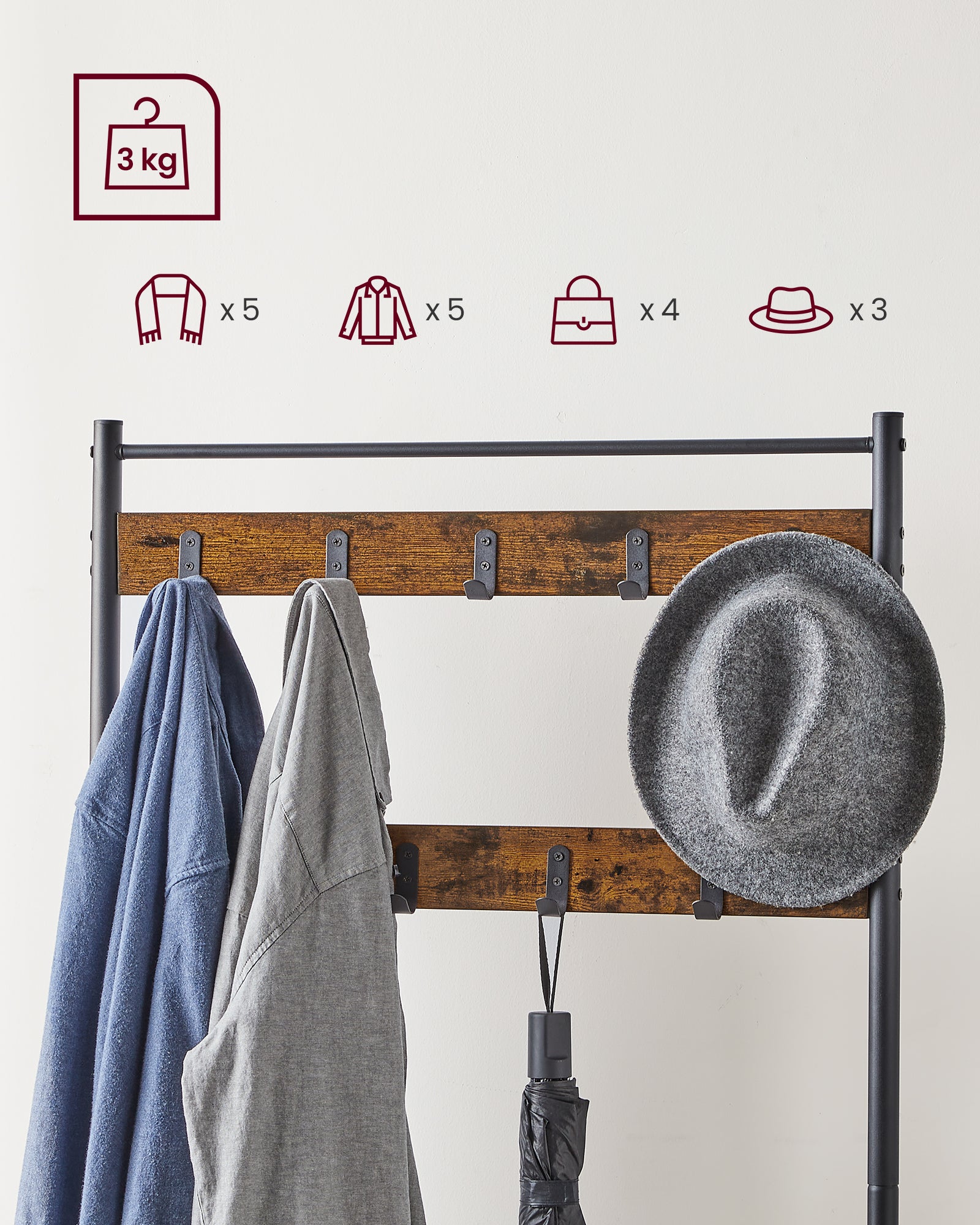 VASAGLE Coat Rack Stand Shoe Rack