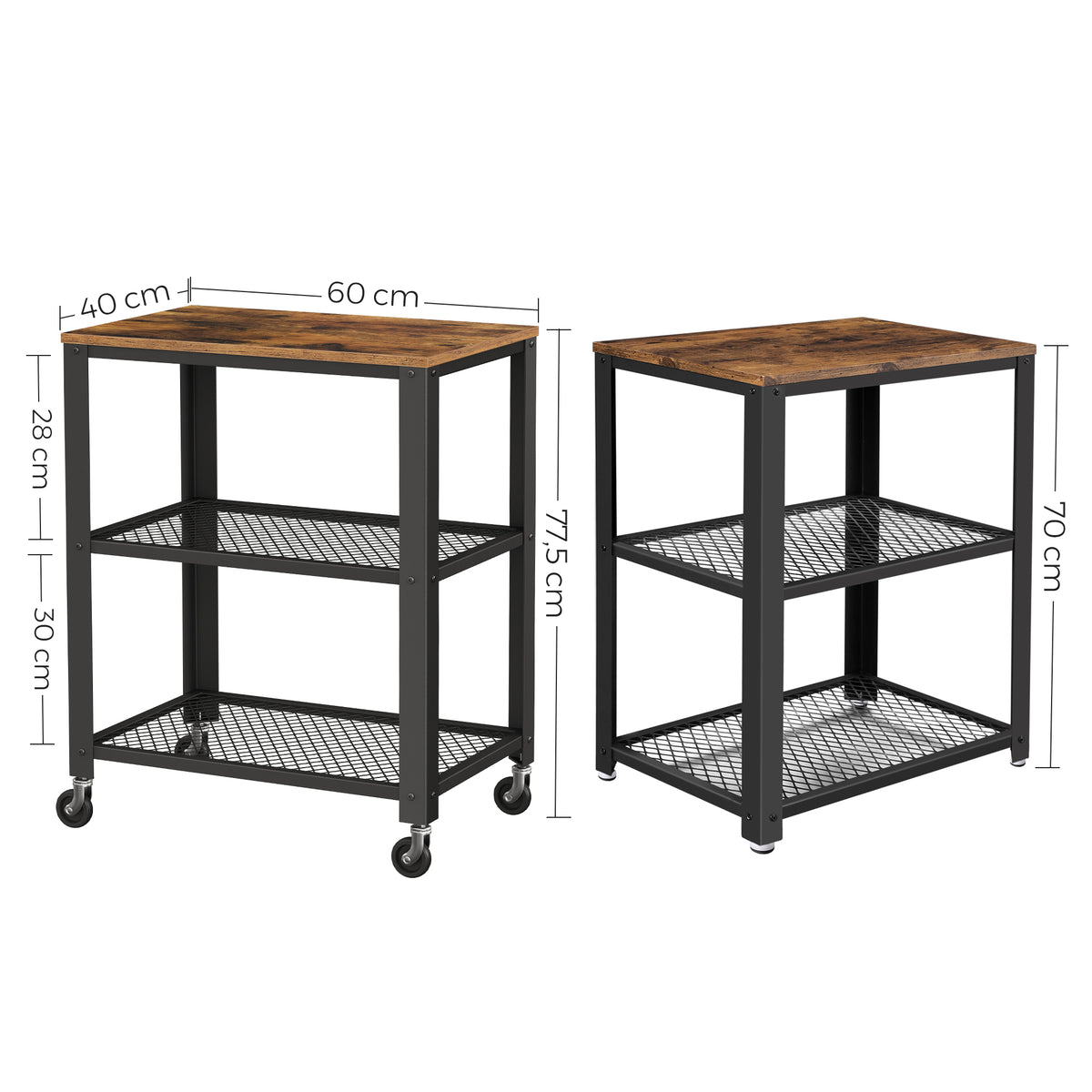 VASAGLE Serving Cart Trolley Kitchen Trolley