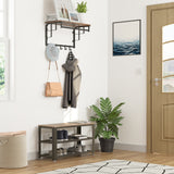VASAGLE Shoe Storage Bench Rack with 2 Shelves - Greige