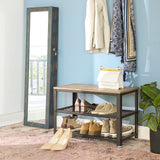 VASAGLE Shoe Storage Bench Rack with 2 Shelves - Greige
