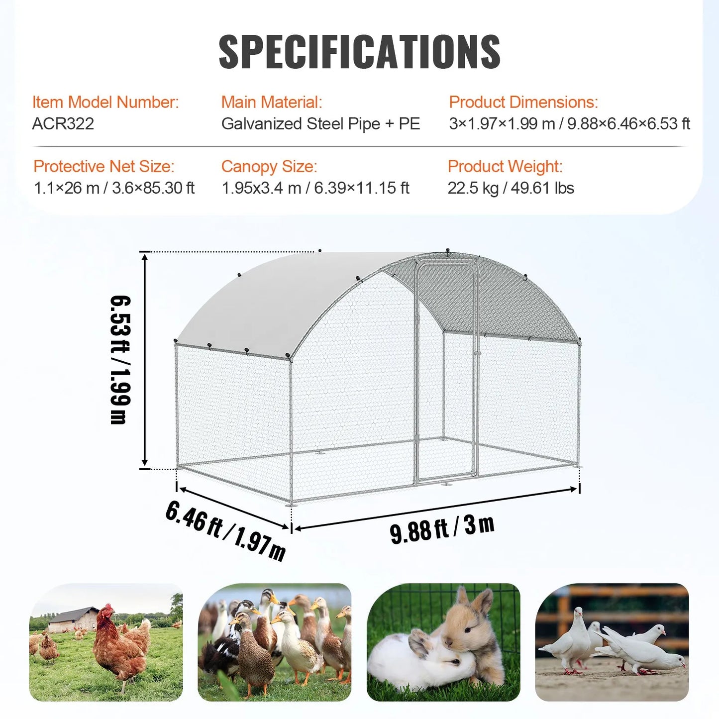 Outdoor Chicken Coop 3M x 2M x 2M