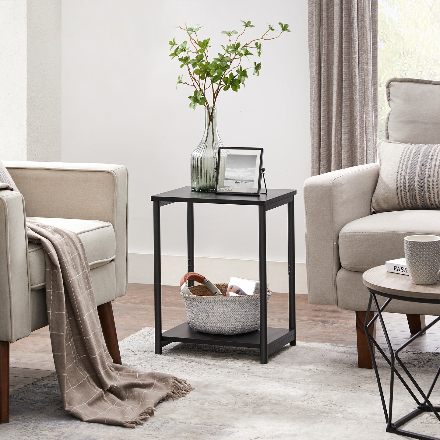 VASAGLE Bed Side Tables End Table (Black)