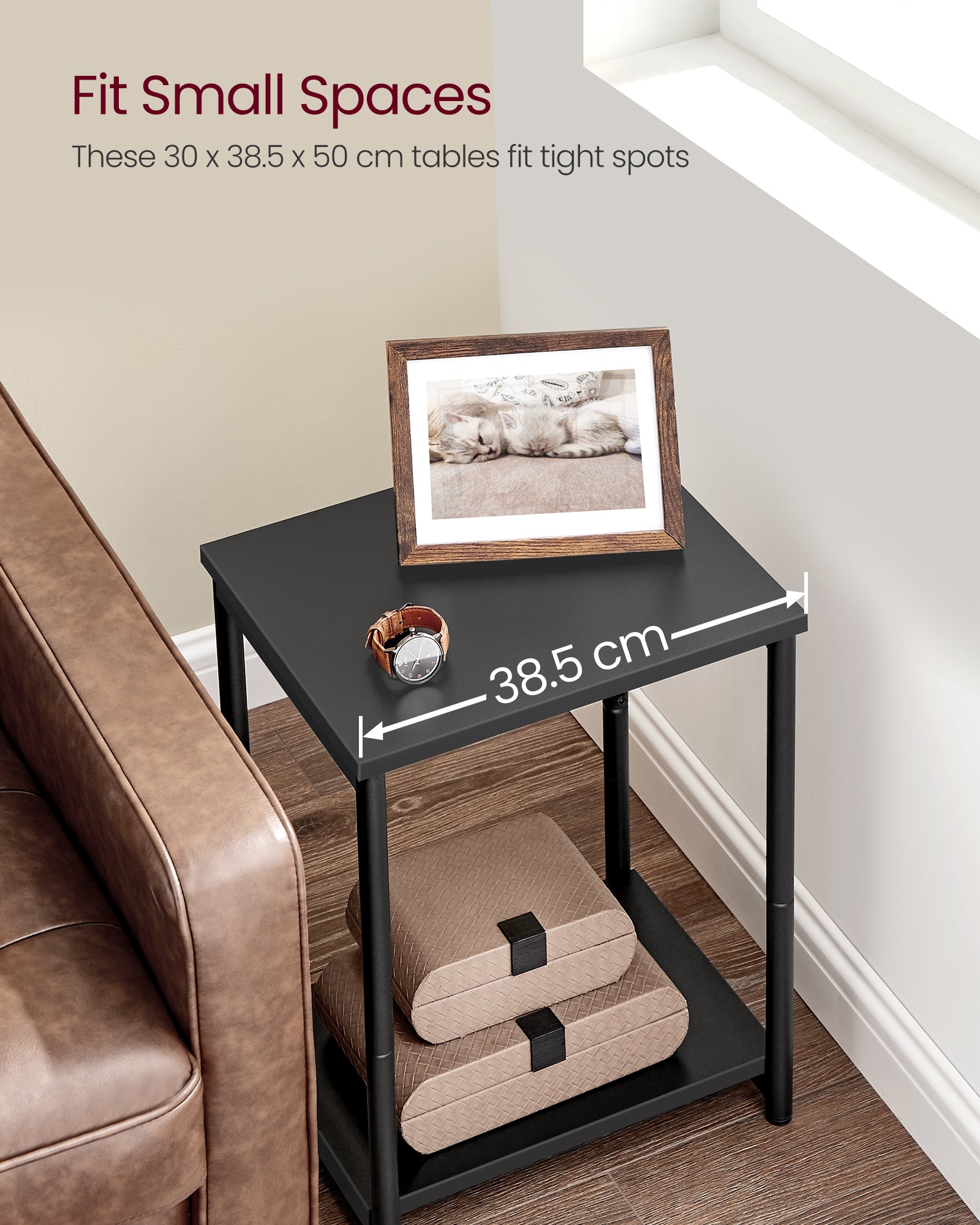 VASAGLE Side Table End Table (Black)