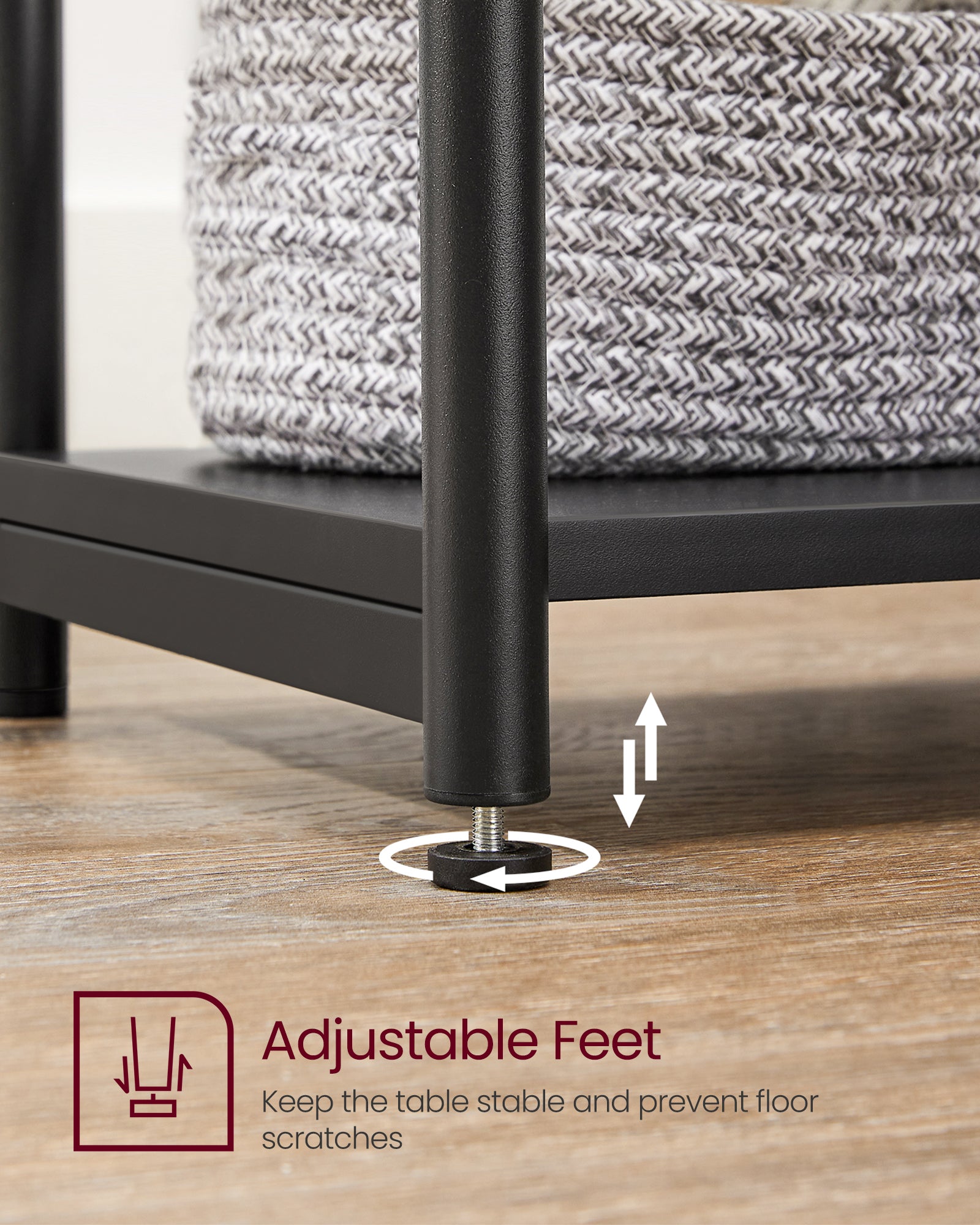 VASAGLE Bed Side Tables End Table (Black)