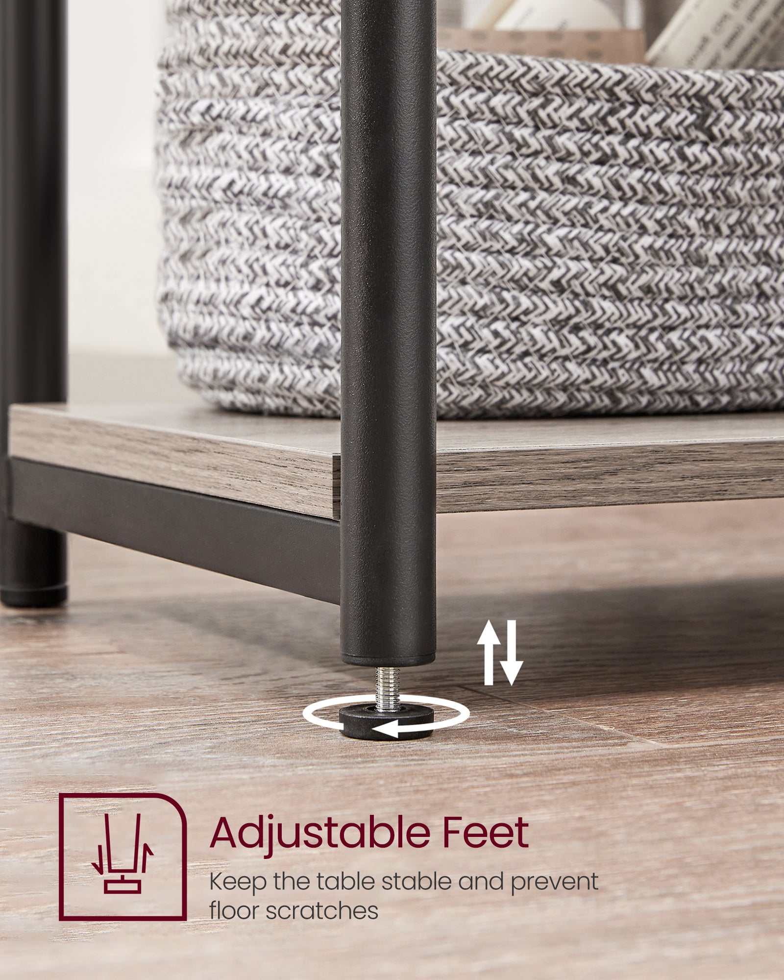 VASAGLE Bed Side Tables End Table (Greige)
